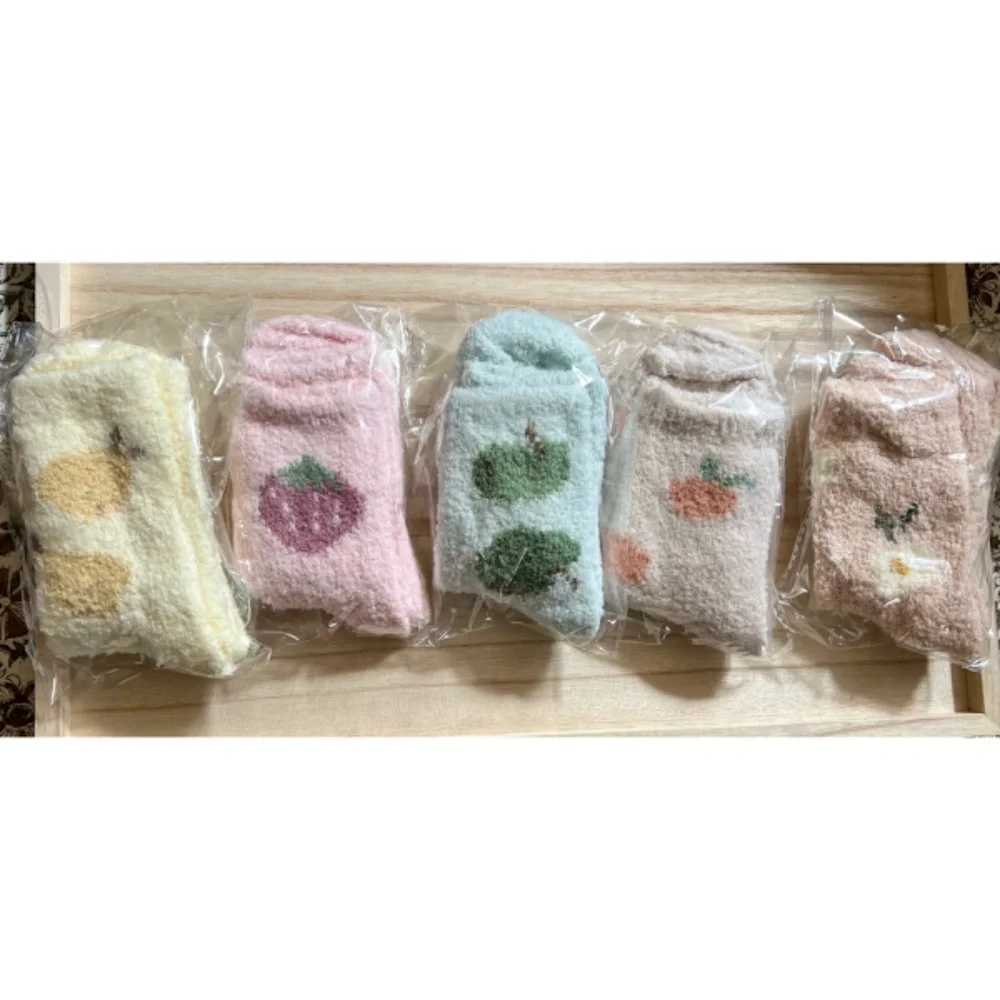 Fuzzy Fruit Socks Set of 5